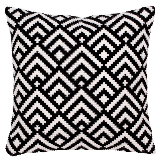 Cross Stitch Kit Cushion, Black-and-White
