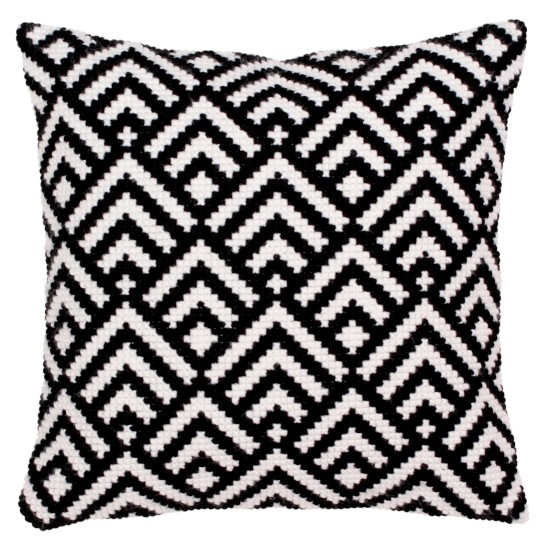 Cross Stitch Kit Cushion, Black-and-White