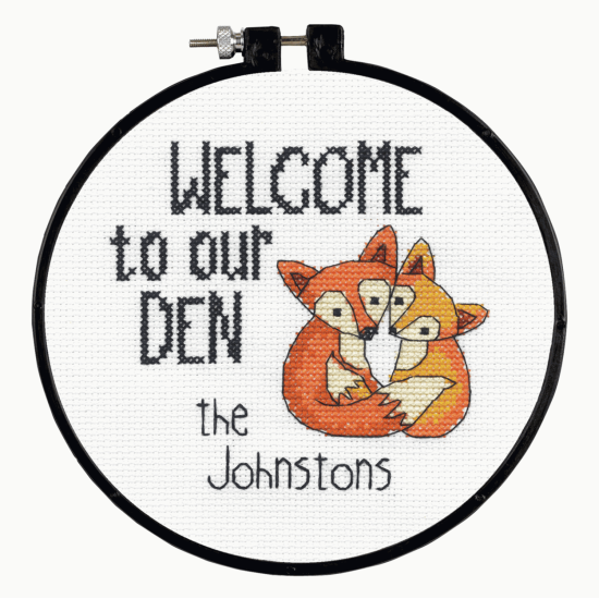  Cross Stitch Kit with Hoop, Foxes, Our Den