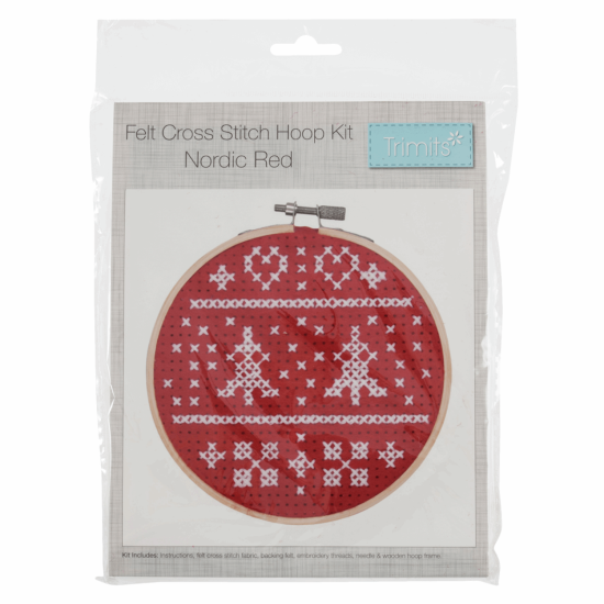  Cross Stitch Kit with Hoop, Nordic Red