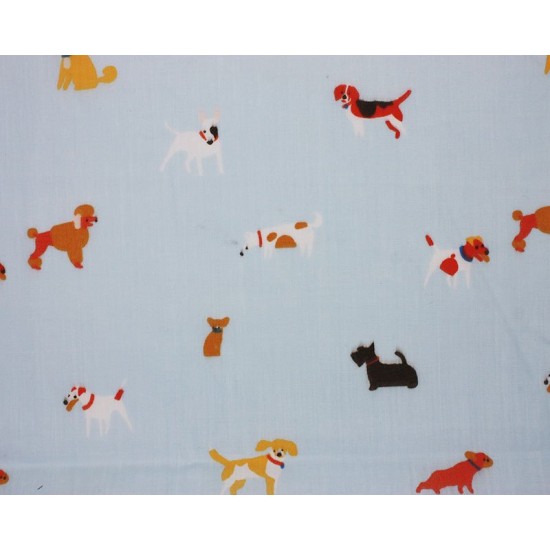 Doggy Day Light Sky 112cm Wide 80% Polyester, 20% Cotton