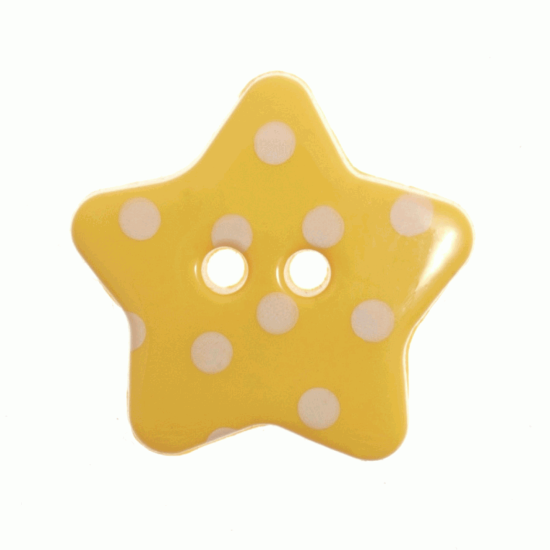 Dotty Button Star, 18mm, Yellow/White