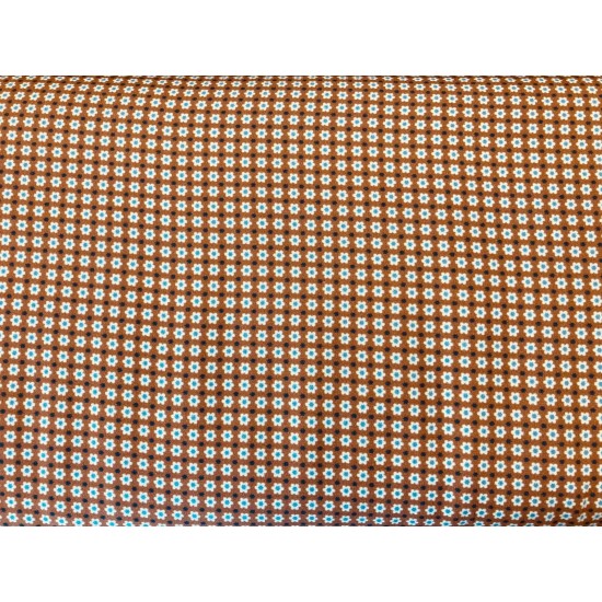 Duma Tan Geo Daisy 100% Cotton Sateen, 150cm Wide