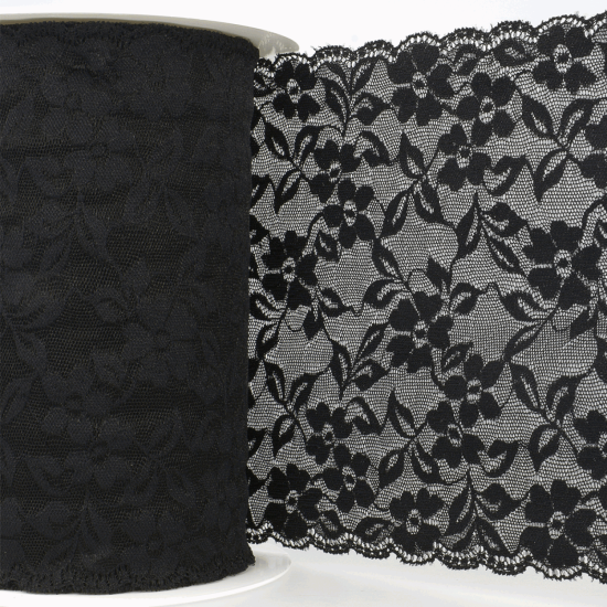Elastic Lace Trim 175mm Black
