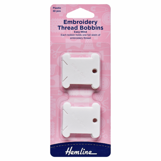 Embroidery Thread Bobbins, Plastic, 30 Pieces
