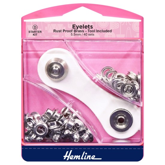 Eyelets, Nickel 5.5mm x 40 with tool