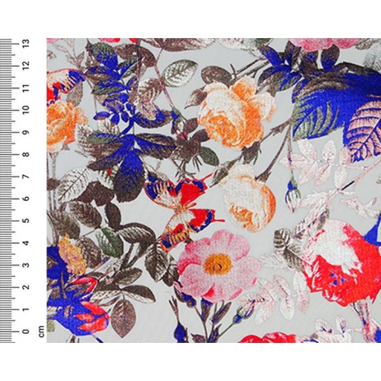 Foil Flowers Scuba - White/Multi 100% Polyester 147cm Wide