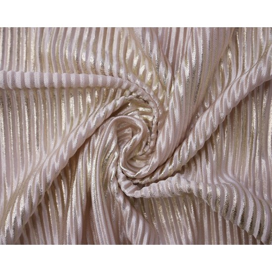 Foil Pleated Jersey Light Pink with Silver 100% Polyester 145cm Wide
