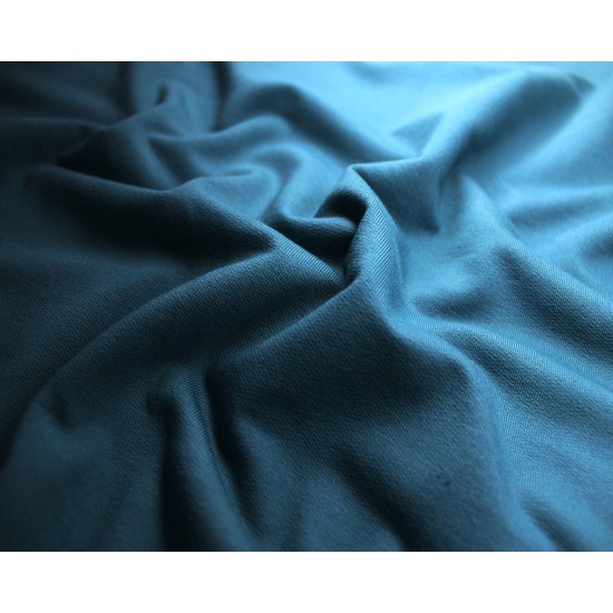 French Terry Loopback Cotton Jersey Teal 155cm Wide 95% Cotton, 5% Elastane