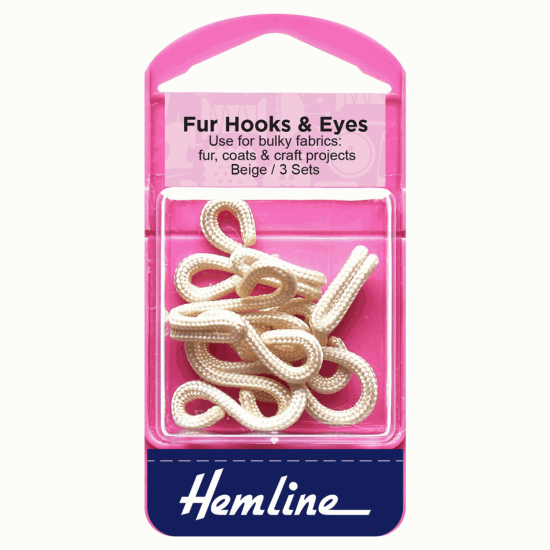 Fur Hooks and Eyes Beige Size 3