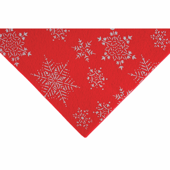 Glitter Snowflake Felt Square - Red 