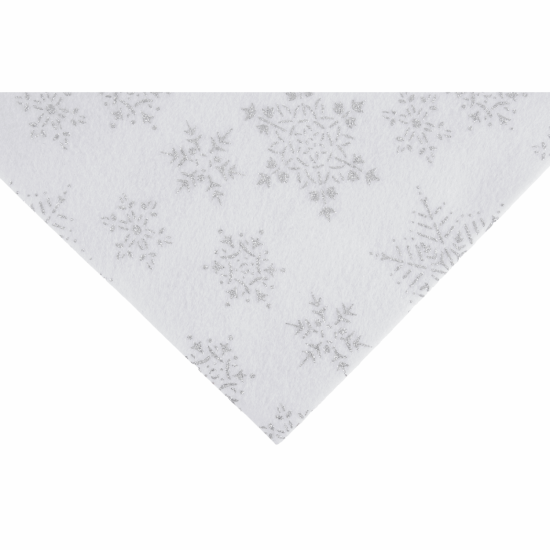 Glitter Snowflake Felt Square - White