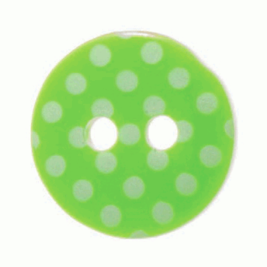 Green Resin, 12mm White Spot 2 Hole Button