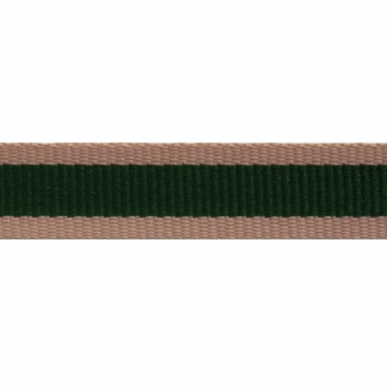 Grosgrain Oatmeal Stripe 15mm, Tan and Green
