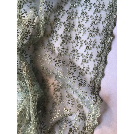 BOLT END (1.1m) Mint Green Scalloped Edge Lace