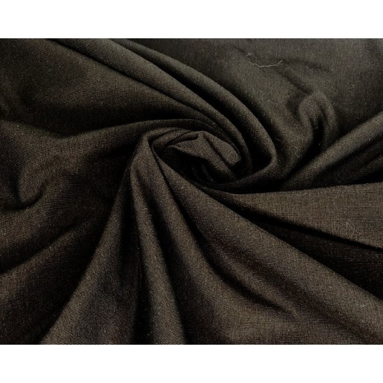 BOLT END (85CM) Plain Black Cotton Jersey 150cm Wide 95% Cotton, 5% Elastane