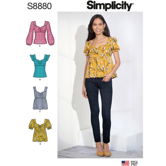  S8880 Misses' Tops with sleeves options