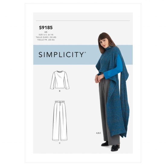  S9185 Misses' Knit Top, Trousers and Knit Cape