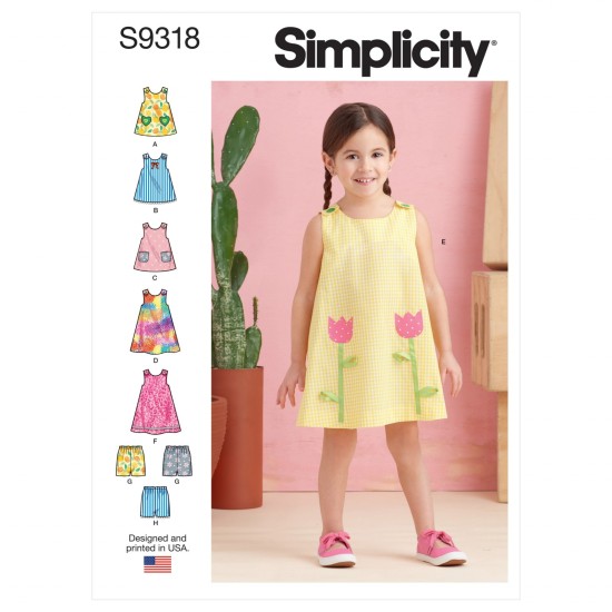  S9318 Toddlers'  Tops, Dresses, and Shorts
