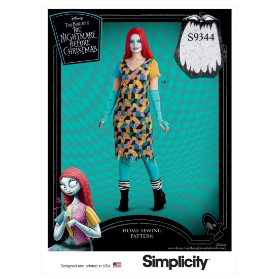  S9344 Misses' Nightmare Before Christmas Costume and Knit Face Mask