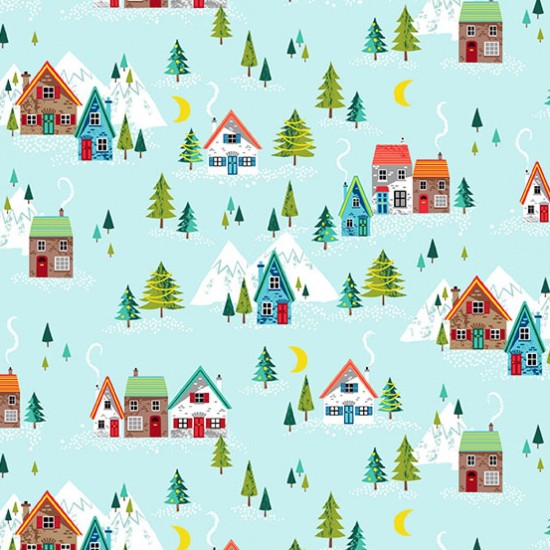 Christmas Santa Express Nordic Scenic 112cm Wide 100% Cotton