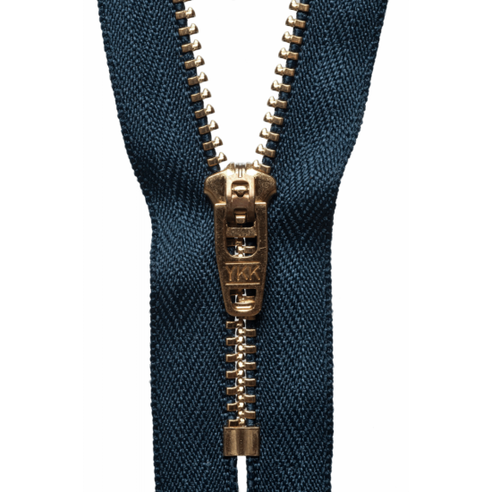 YKK Brass Jeans Zip, 15cm, Dark Navy 560 - Cloth of Gold & Haberdashery Ltd