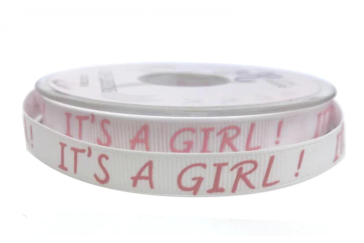 10mm It's a Girl Ribbon