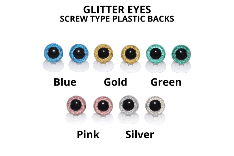 12mm Glitter Safety Toy Eyes - Select a Colour