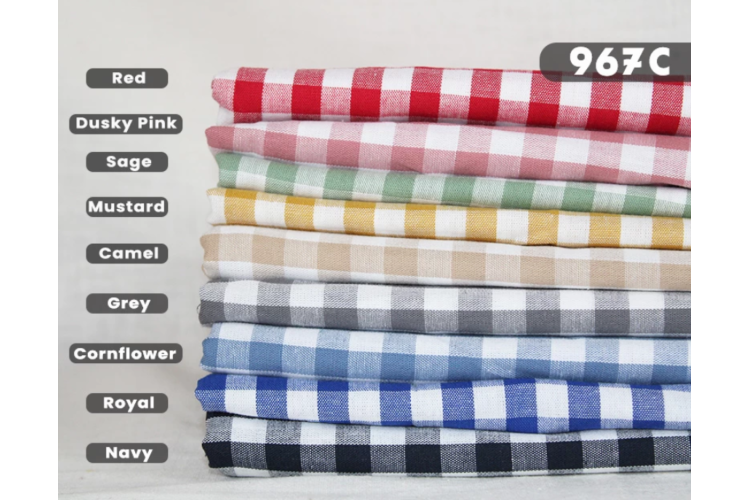 1cm Check Cotton Gingham - Range of Colours 100% Cotton 140cm