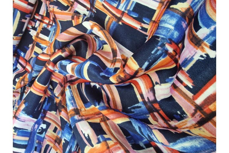 Abstract Check Polyester Satin 100% Polyester 140cm Wide