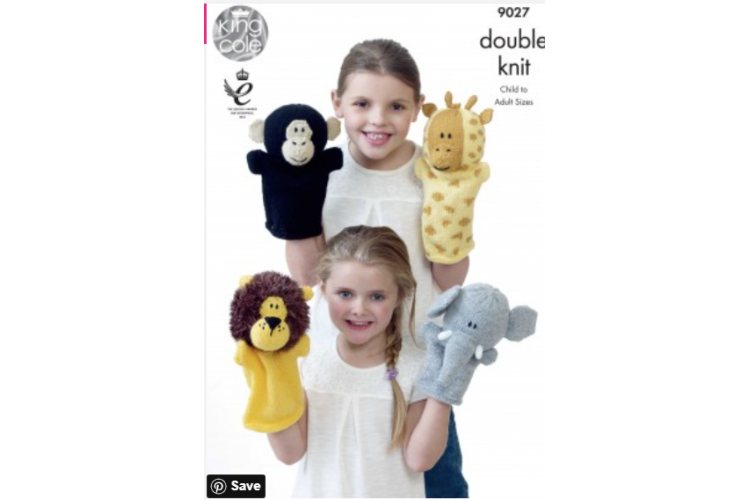 Animal Hand Puppets Knitted with Moments DK & Pricewise DK - 9027