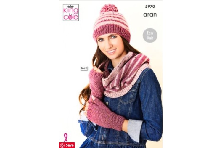 Aran Accessories: Knitted in King Cole Fashion Aran - 5970