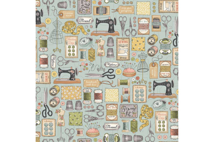 Atelier by Makower UK - Couture in Blue 112cm Wide 100% Cotton