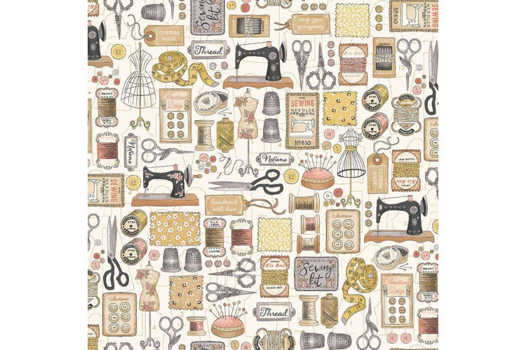 Atelier by Makower UK - Couture in Cream 112cm Wide 100% Cotton