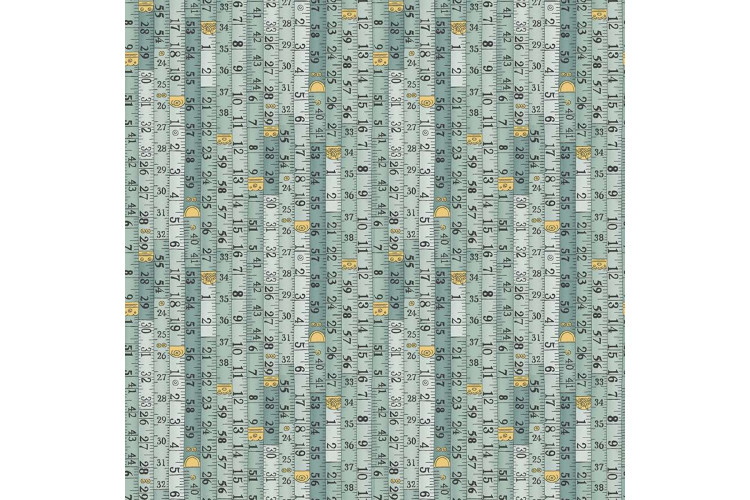 Atelier by Makower UK - Measurements in Blue 112cm Wide 100% Cotton