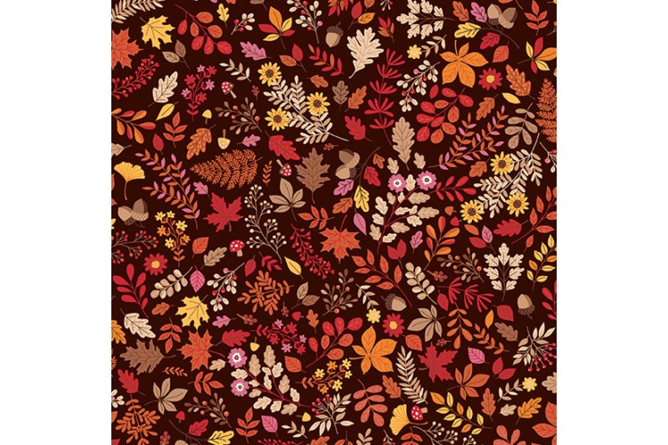 Autumn Days by Makower UK - Foliage Brown 112cm Wide 100% Cotton 