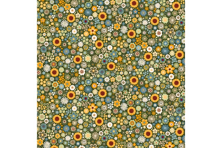 Autumn Days by Makower UK - Mini Floral Green 112cm Wide 100% Cotton 