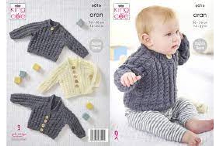 Baby Cardigans and Hat: Knitted in King Cole Wool Comfort Aran - 6015