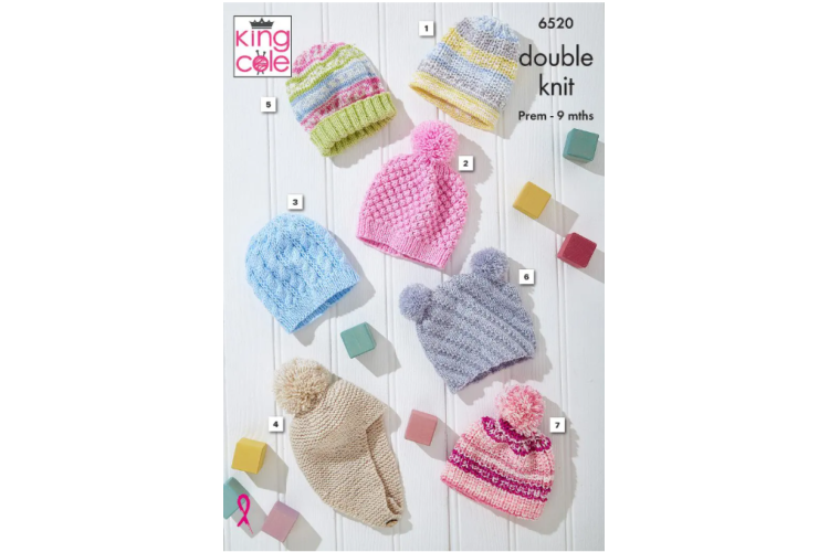 Baby Hats Knitted in King Cole Cherish DK & Cherished DK - 6520