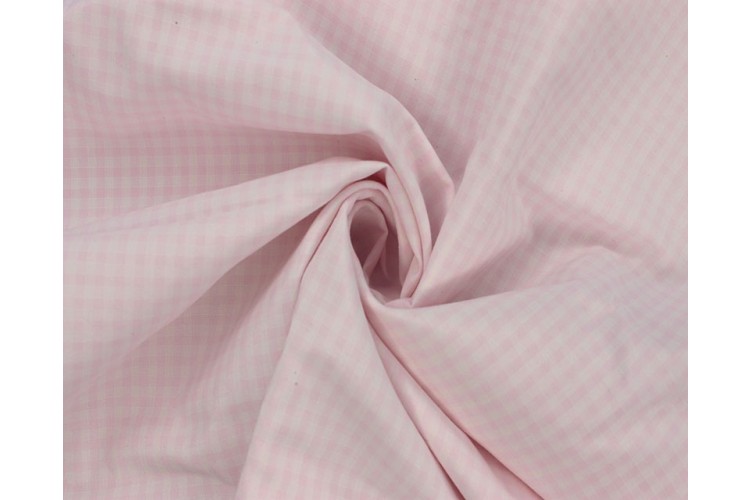 Baby Pink Gingham 1/8 inch Small Polycotton 20% Cotton, 80% Polyester 112cm Wide 