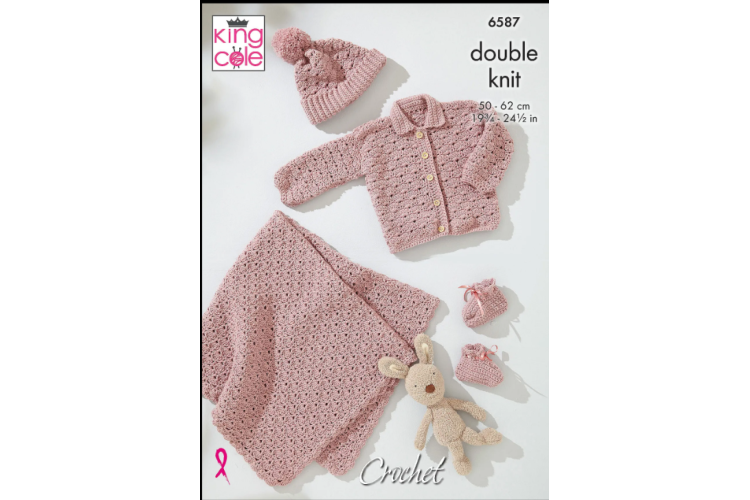 Baby Shell Stitch Set crocheted in King Cole Little Lamb DK - 6587