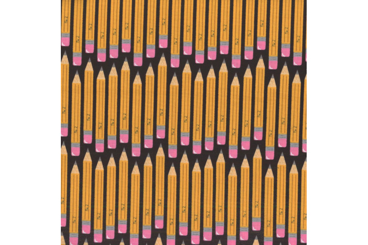 Back To School by Seek to Spring, No 2 Pencil Black-  100% Cotton 112cm Wide