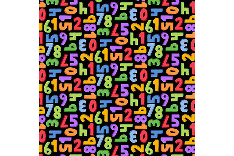 Back To School by Seek to Spring, Numbers Black-  100% Cotton 112cm Wide