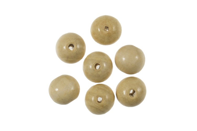 Beads: Beech Wood: 20mm: Pack of 7