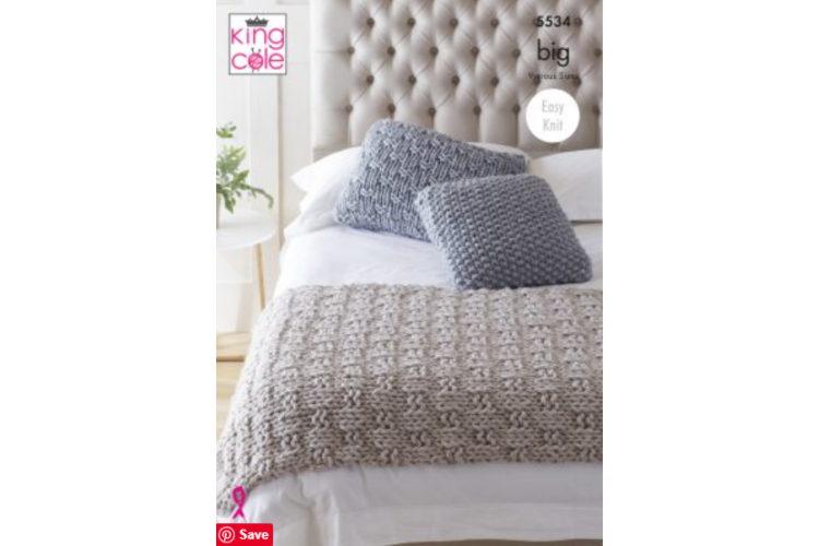 Bed Runner & Cushions: Knitted in Big Value BIG - 5534