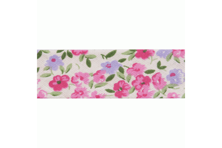 Bias Binding, Cotton Pink Garden Little Floral 20mm