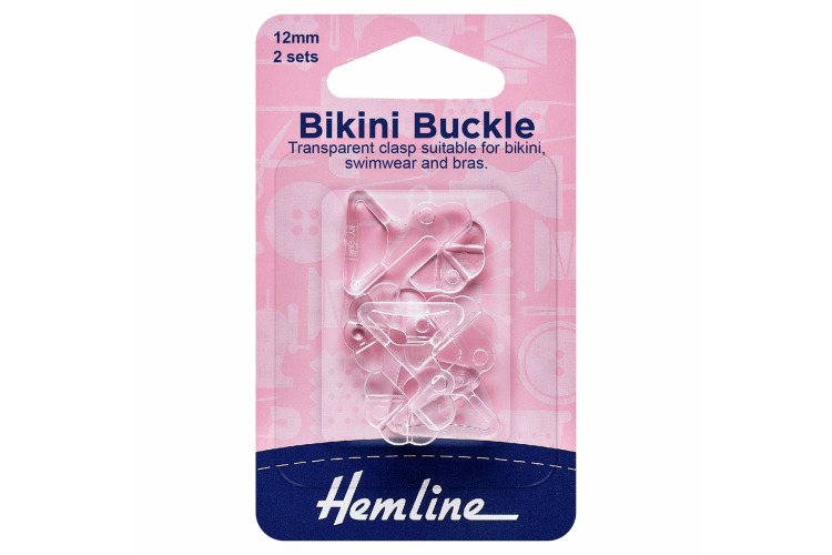 Bikini Buckles, 12mm, Clear, 2 Sets H465