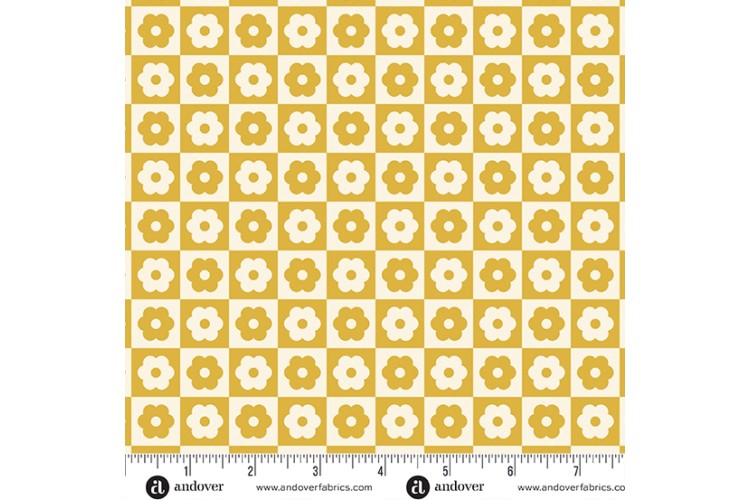 Birdie by Libs Elliott - Mellow Checker Bloom 100% Cotton 112cm Wide