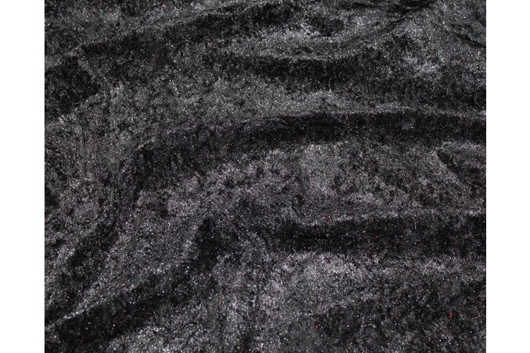 Black Crushed Velvet 100% Polyester 148cm Wide