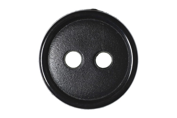 Black Flat Top Narrow Rim, 11mm 2 Hole Button